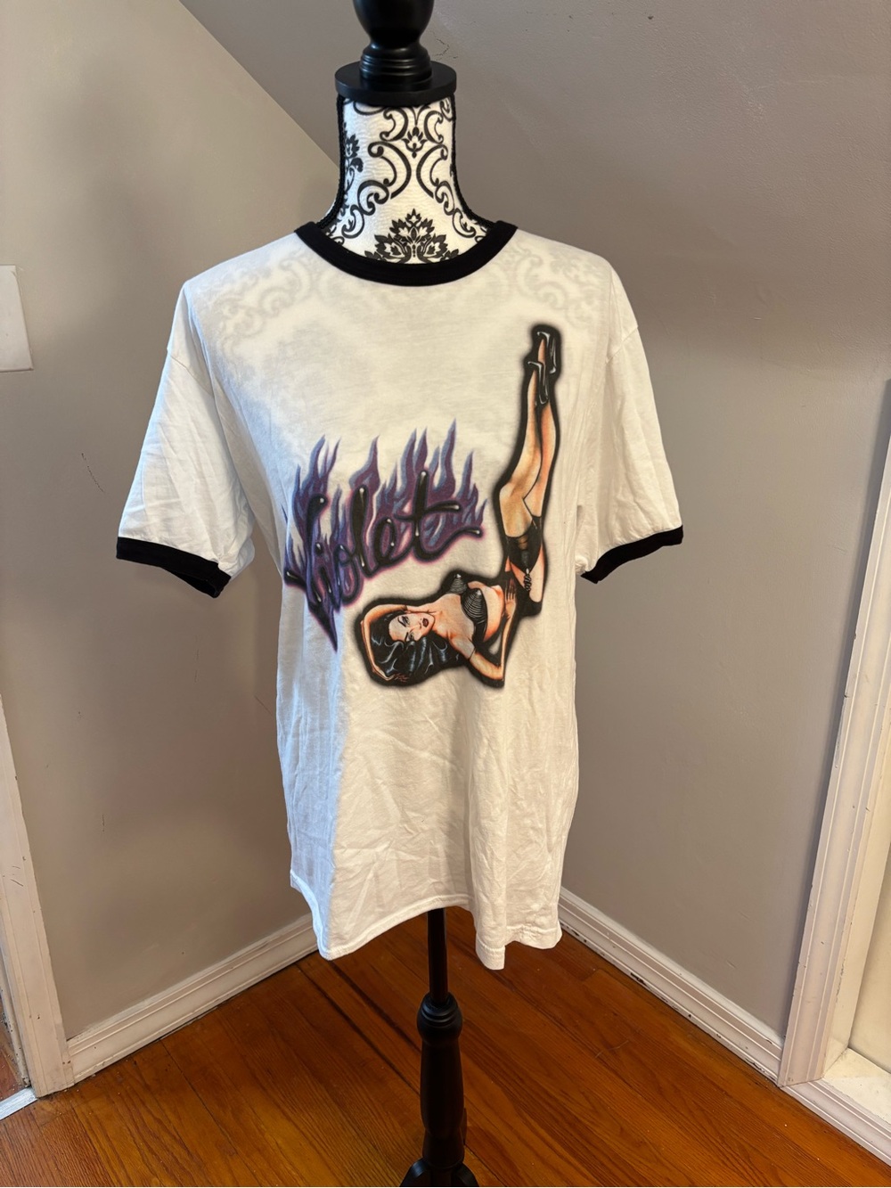 Violet Chachki Ringer T Shirt Size Large Next Level Apparel Drag Queen Goth